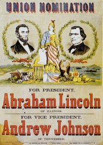 Cartaz para as eleições presidenciais americanas: candidato Abraham Lincoln e seu vice-presidente Andrew Johnson, 1860